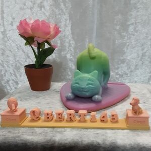 Handmade Glow In The Dark Cat Cell Phone Tablet  Holder 3D Printed Multi Colored